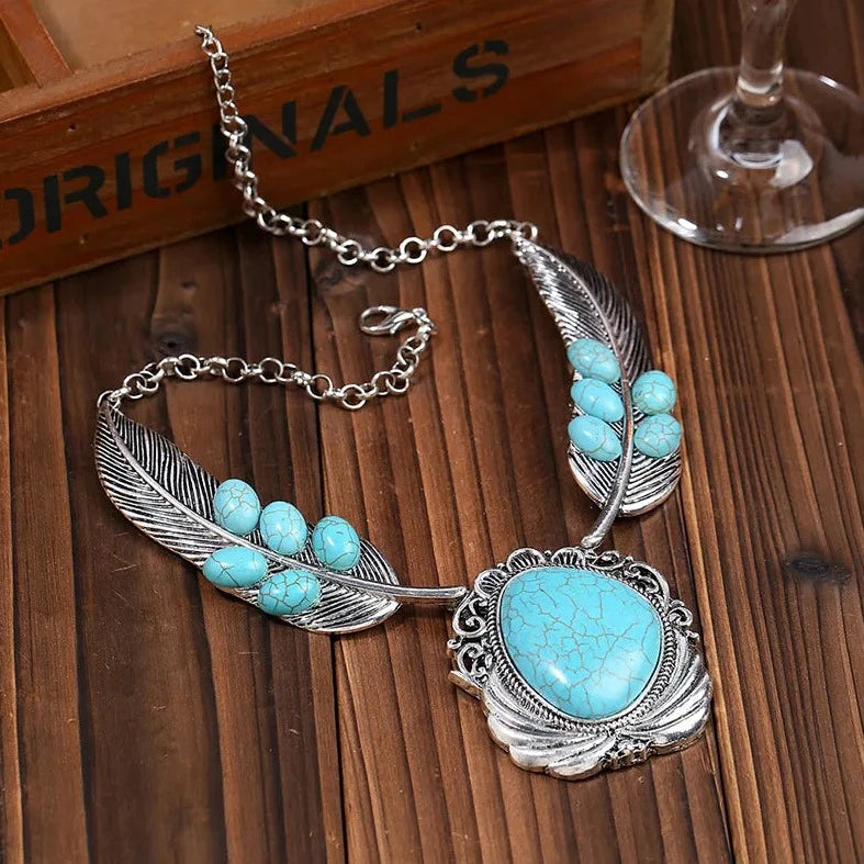 Turquoise - Feather Necklace