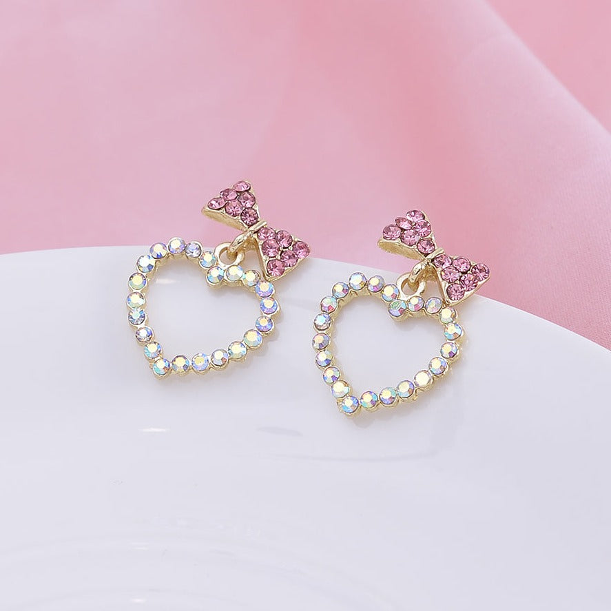 Heart - Bow Alloy Earrings