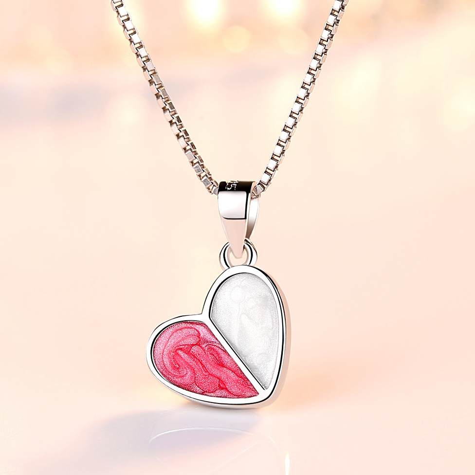 925 Sterling Silver Pink Heart - Earrings Set