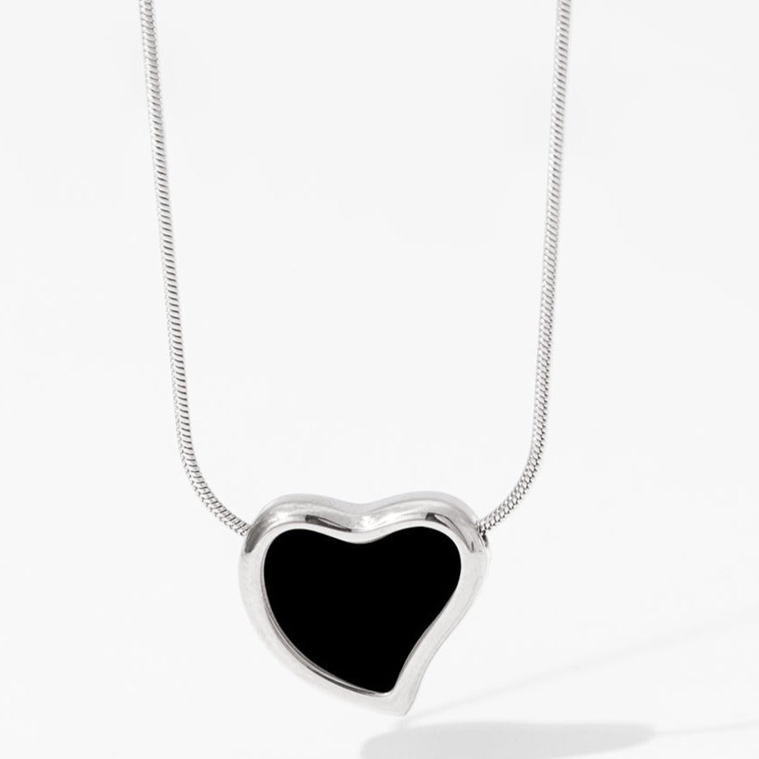 Stainless Steel Black Heart Necklace