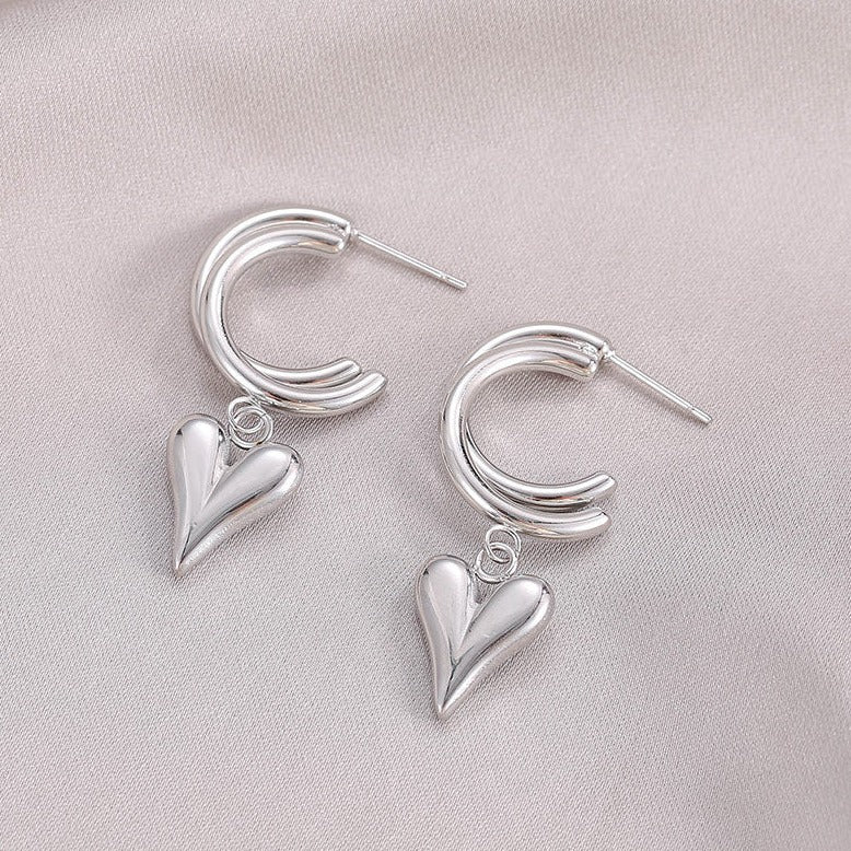 Heart Drop Titanium Steel Earrings