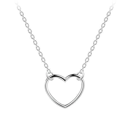 925 Sterling Silver Simple Heart Necklace