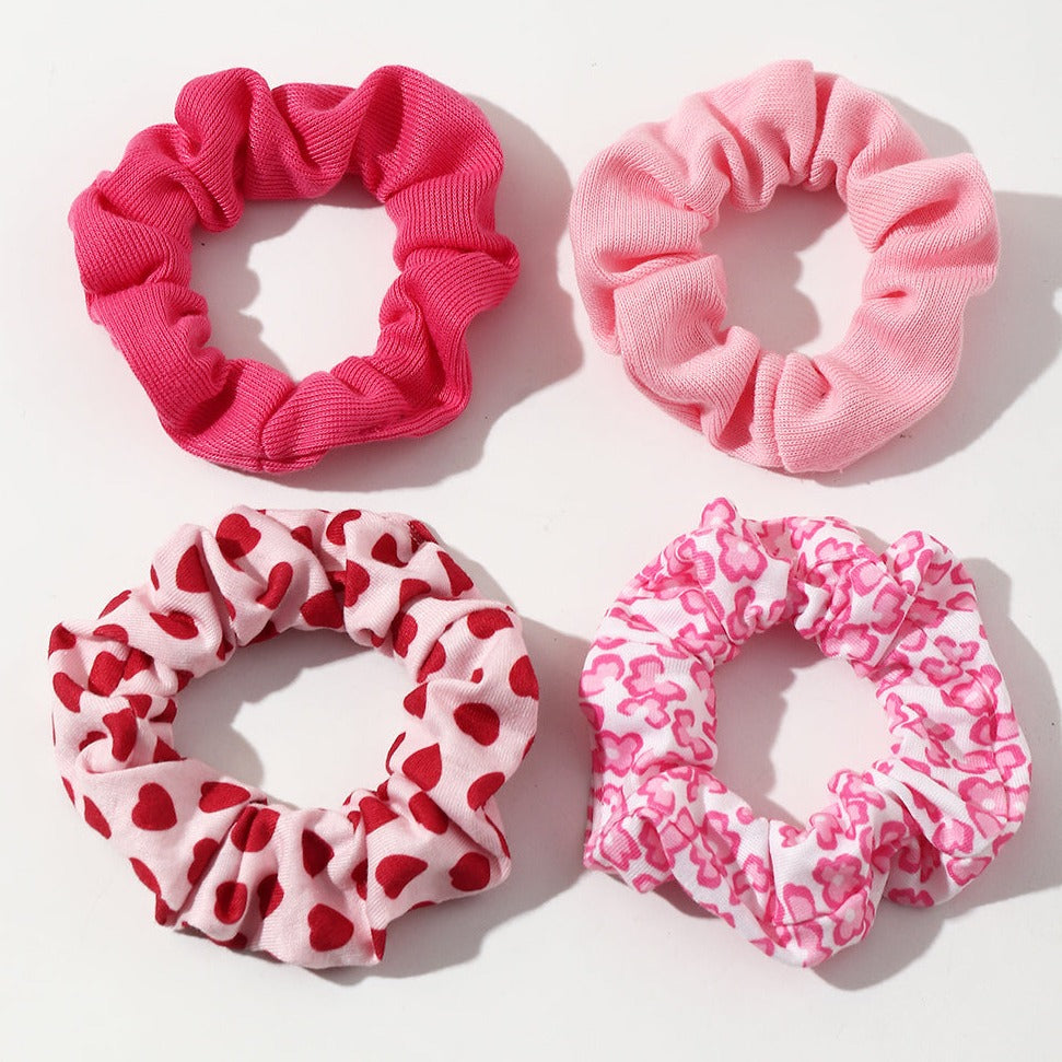 Pink 4 Pack Scrunchies