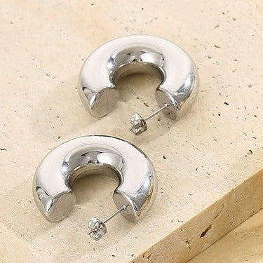 Stainless Steel C - Shape Earrings