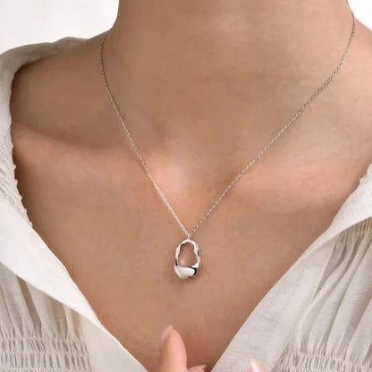 Stainless Steel Round Droplet Pendant Necklace