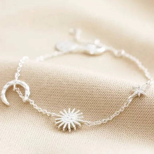 925 Sterling Silver Sun and Moon Bracelet