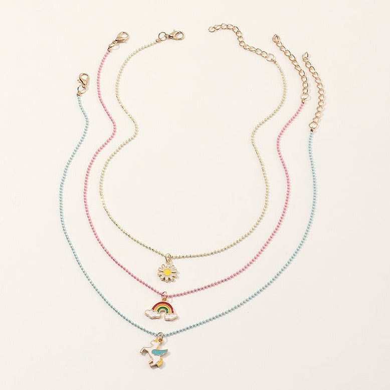 Children's Rainbow Pendant Necklace Set